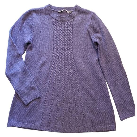 Soft Surroundings Sweater Women's XS Purple Sydney Wool Blend Cable Tunic - Picture 3 of 5